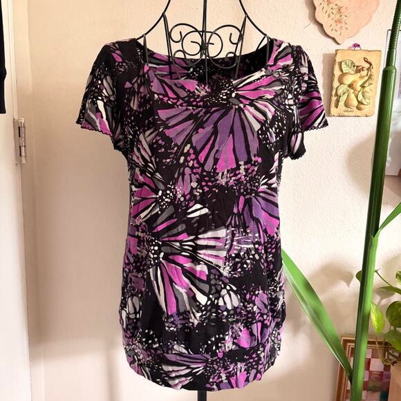 Elle Tops - Elle Butterfly Print Y2K Top S